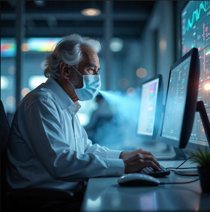 man watching computer