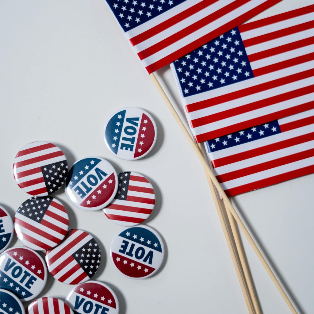 vote batch and usa flag